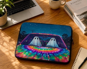 Funda para portátil Ghost con diseño tie-dye colorido, divertida funda para MacBook