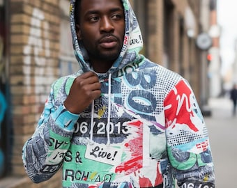 Avant Garde Hoodie, Full Print Fleece, Urban Style Layering Top