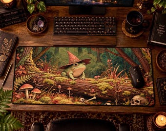 Frog Desk Mat, 16 × 32 Inch Mouse Pad with 100% Polyester Top