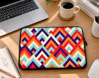 Laptop Sleeve, 100% Neoprene with Colorful Geometric Pattern, 13 or 15 Inch