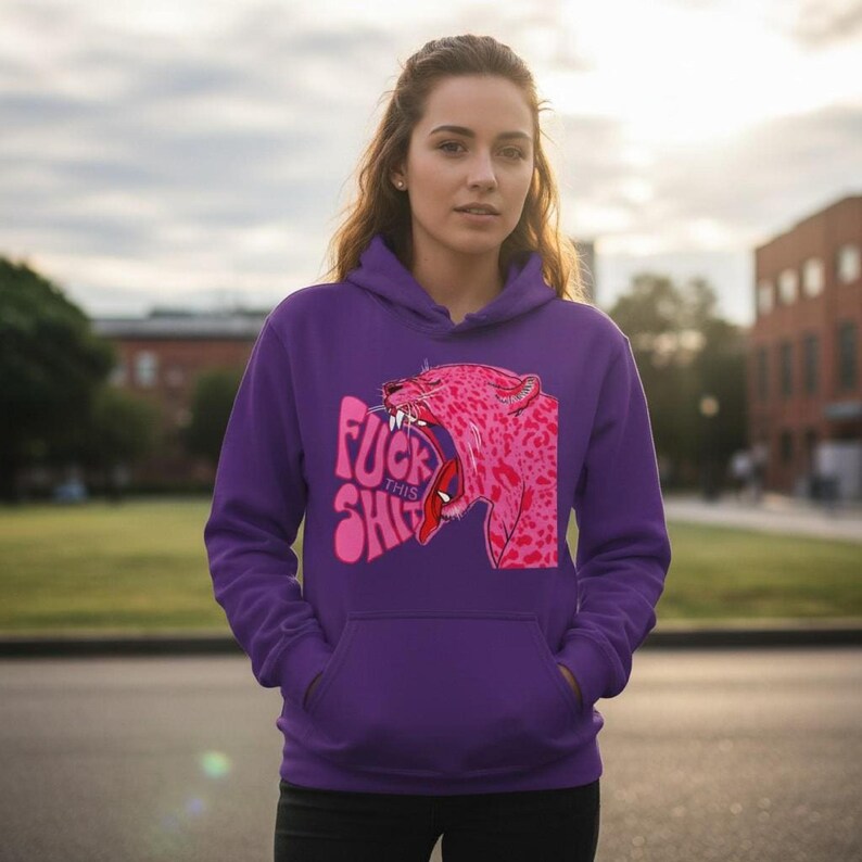 Pink Leopard Hoodie heavy blend, unisex streetwear apparel, bold urban style