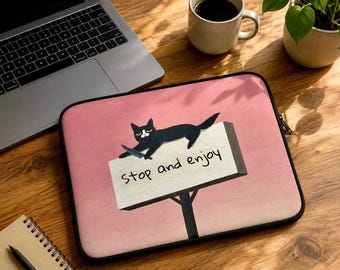 Funda para portátil Black Cat con cita motivacional, 100 % neopreno para MacBook