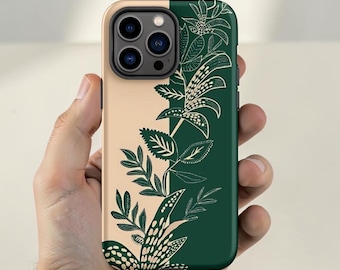Sage Green Case, Botanical Wrap Around Case, Matte TPU Shell