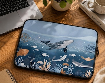 Funda para portátil con diseño de ballena, 100% neopreno, para MacBooks de 13" y 15".