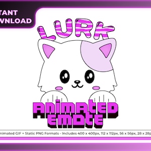 Purple Lurk Animated Kitty Cat Emote for Twitch & Discord