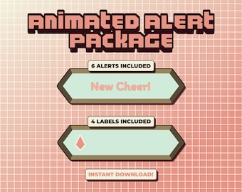 Animated Twtich Alert Package - Green & Pink Cottagecore Theme - New Raid, Subscriber, Cheer, Host, Donation, Follower