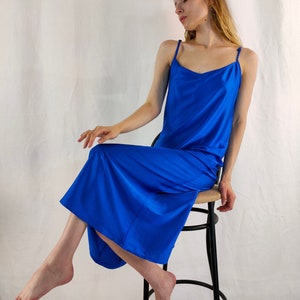 Long Bridal Silk Nightgown/ Indigo satin nightgown/  Bridesmaid Gift/ Wedding Nightgown/ Bridal Nightgown/ Sexy lingerie