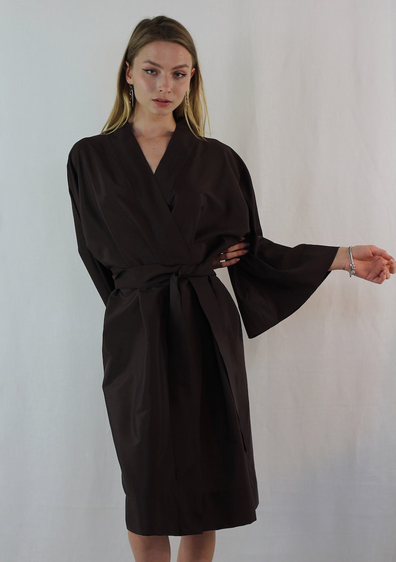 Kimono Dress /plus Size Kimono /japanese Silk Robe /black Etsy