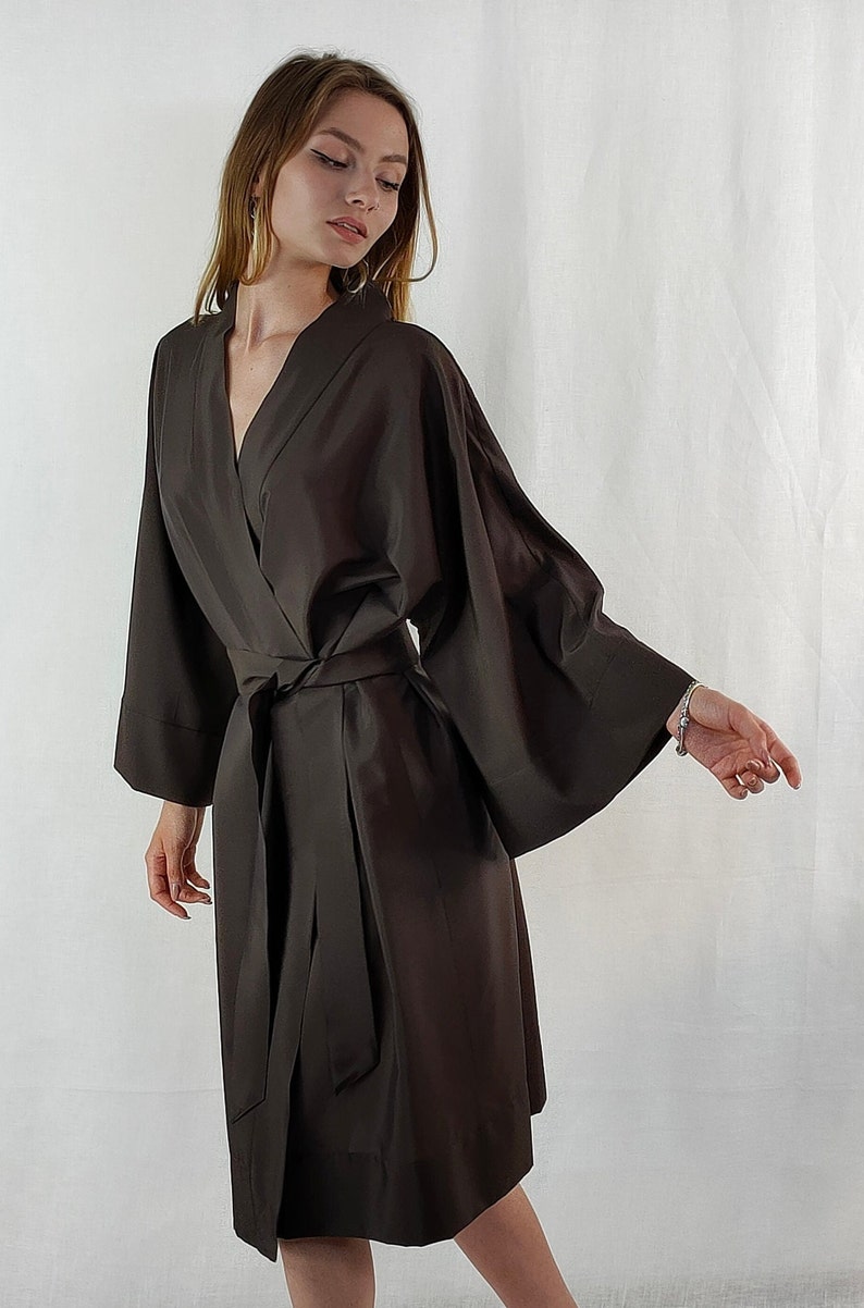 Kimono Dress /plus Size Kimono /japanese Silk Robe /black Etsy