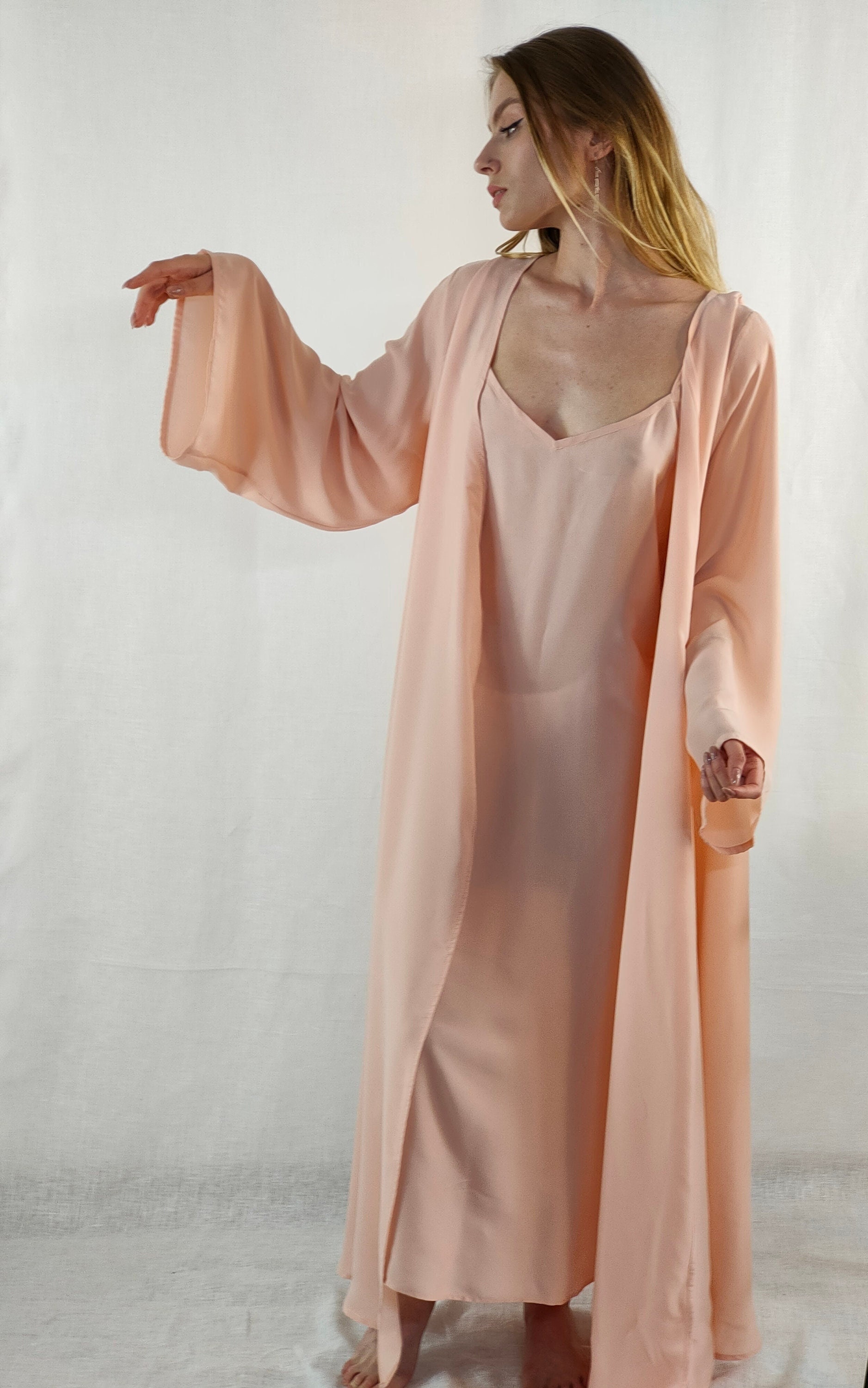 Nude silk deals gown