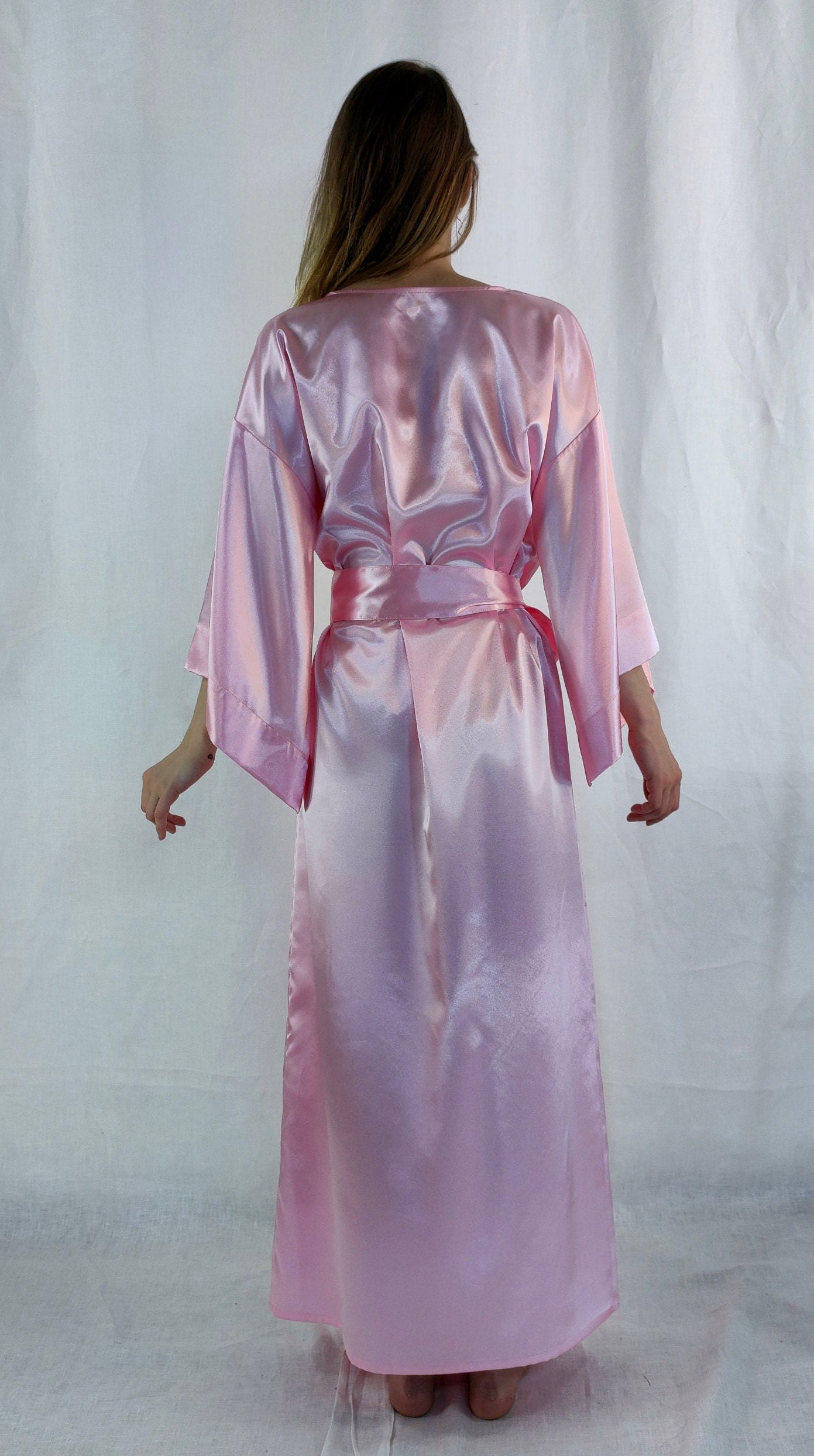 Rose Long Kimono / Japanese Kimono/ Satin Wrap Dress/ Kimono Etsy UK