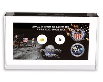 Apollo 16 Flown Kapton Foil & Moon Rock Lucite