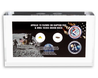 Apollo 15 Flown Kapton Foil & Moon Rock Lucite