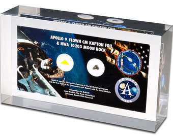 Apollo 9 Flown Kapton Foil & Moon Rock Lucite