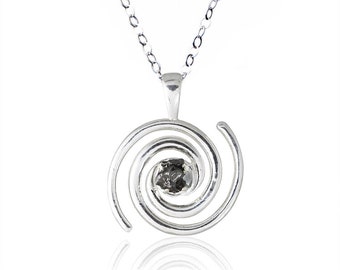 Spiral Galaxy Meteorite Pendant in Sterling Silver