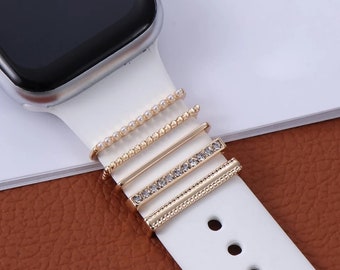 Pearl-Set Schmuck Charm Gold Accessoires Zubehör für Apple Watch Armband 38mm 40mm 41mm 42mm 44mm 45mm