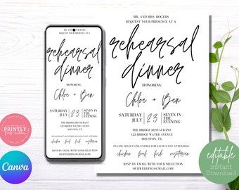 EDITABLE Wedding Rehearsal Dinner Invitation | Wedding rehearsal | Rehearsal Invite | Digital Download | Digital Rehearsal Evite | Canva