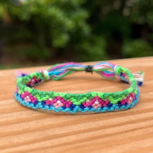 Green, Pink, and Blue Friendship Bracelet