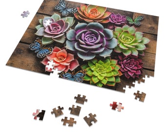 Succulent Garden Jigsaw Puzzle - Relaxing Activity for Adults, Family-Friendly Fun, Unique Plant Lover Gift, Eco-Friendly Home Decor Puzzle