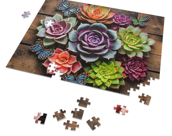 Succulent Garden Jigsaw Puzzle - Relaxing Activity for Adults, Family-Friendly Fun, Unique Plant Lover Gift, Eco-Friendly Home Decor Puzzle