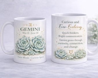 Gemini Zodiac Mug Personalized Astrology Gift Custom Name Birthday Gift Celestial Constellation