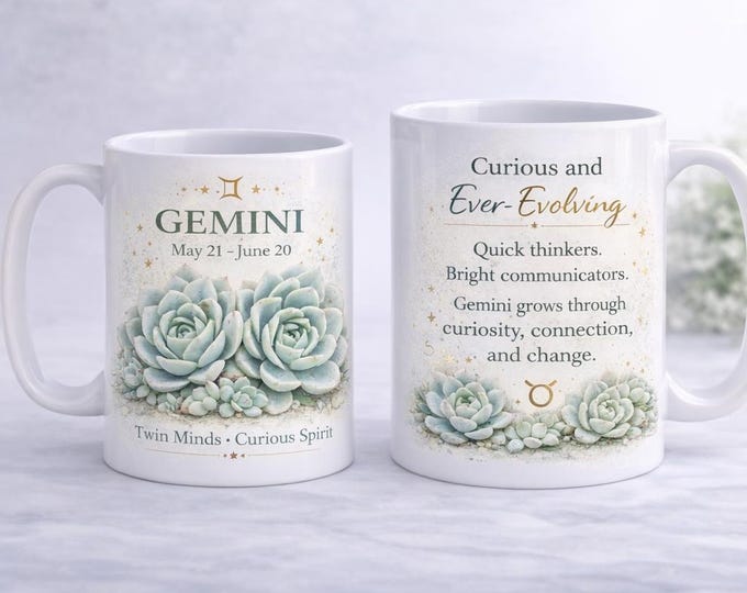 Gemini Zodiac Mug Personalized Name Birthday Gift Astrology Coffee Cup Gemini