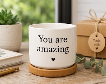 Personalized Client Thank You Desk Planter Custom Ceramic Pot