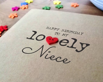 Niece Birthday Card, Handmade Birthday Card For Niece, Personalised Eco Friendly Card for Niece