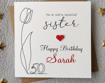 Sister 50th Birthday Card - Personalised