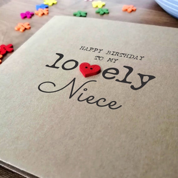 Niece Birthday Card, Handmade Birthday Card For Niece, Personalised Eco Friendly Card for Niece