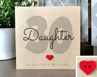 30th Birthday Card for Daughter, Daughter 30th, Handmade Birthday Card, Personalised Birthday Card for Her