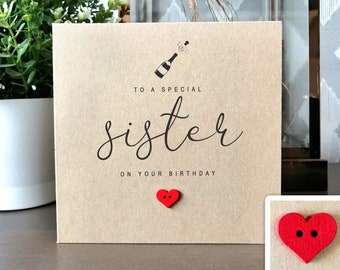 Special Sister Birthday Card, Handmade Personalised Birthday Card for Sister, Beautiful Simple Design Card