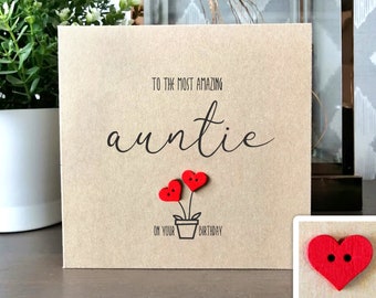To The MOST AMAZING AUNTIE Personalised Birthday Card, Birthday Card for Auntie, Handmade Birthday Card for Her 30th 40th 50th 60th
