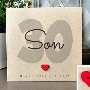 Carte d'anniversaire 30 ans pour fils, 30 ans, carte d'anniversaire faite main, carte d'anniversaire personnalisée pour lui