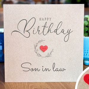 Personalised Birthday Card for SON IN LAW, Son-in-law Birthday Card, Handmade with Love, Fast Postage