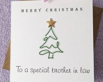 BROTHER IN LAW Christmas Card, Personalised Handmade