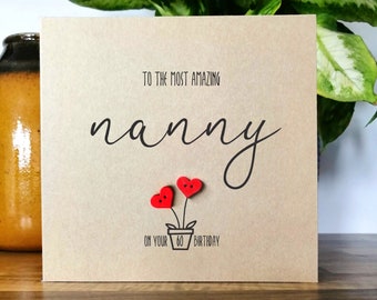 Personalised 60th Birthday Card For Nanny, Nan Birthday Card, Handmade 60th Birthday Card for Grandma