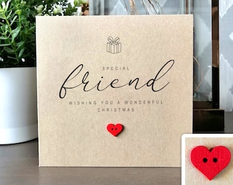 Friend Christmas Card, Handmade Christmas Card for a Special Friend, Personalised Eco Friendly Card for Bestie