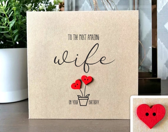 Birthday Card for Wife, Wife's Handmade Birthday Card, Personalised Birthday Card for Wifey