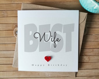 Birthday Card for Wife, BEST WIFE Birthday Card, Handmade Card for Her, Personalised 30th 40th 50th 60th Birthday Card for Wife