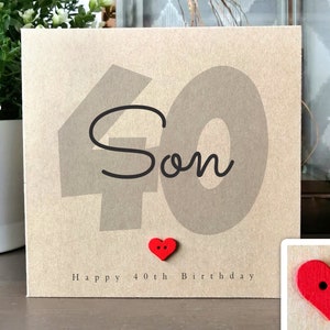 40th Birthday Card for Son, Son 40th, Handmade Birthday Card, Personalised Birthday Card for Him