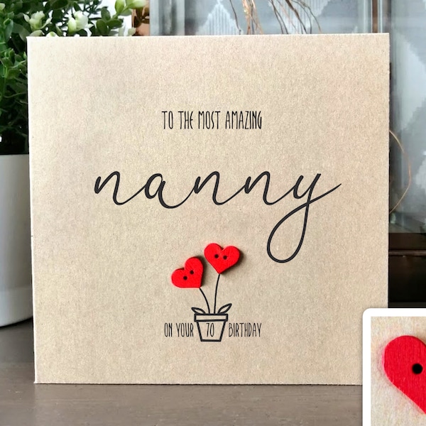 Personalised 70th Birthday Card For Nanny, Nan Birthday Card, Handmade 70th Birthday Card for Grandma