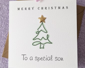 SON Christmas Card, Personalised Handmade