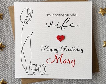 Wife 70th Birthday Card - Personalised