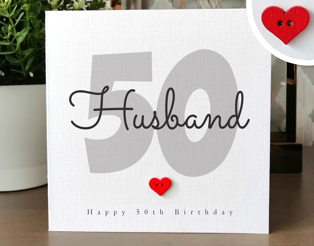 50th Birthday Card for HUSBAND, Husband Handmade Birthday Card ...