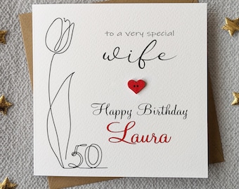 Wife 50th Birthday Card - Personalised