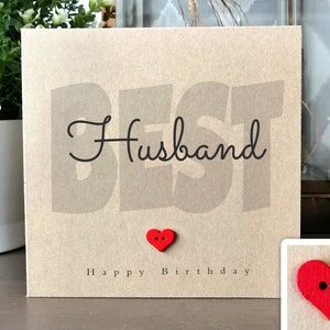 Birthday Card for Husband, BEST HUSBAND Handmade Birthday Card, Personalised Card for Him