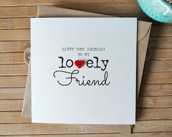 50th Birthday Card for Friend, FRIEND Handmade 50th Birthday Card, Personalised 50th Birthday Card for Best Friend
