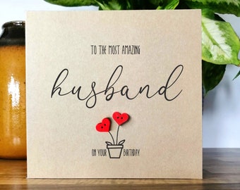 Birthday Card for Husband, Husband Handmade Birthday Card, Personalised Birthday Card for Husband