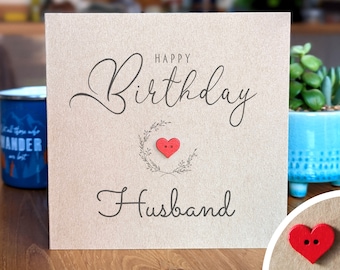 Personalised Birthday Card for HUSBAND, Husband Birthday Card, Handmade with Love, FAST POSTAGE, Romantic